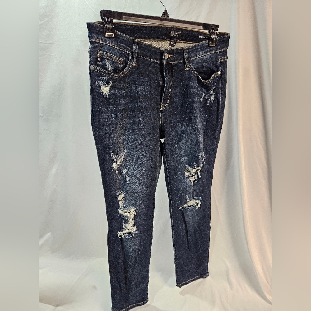 Judy Blue Boyfriend Fit Jeans 13/31 Womens High Rise Distressed Medium Wash